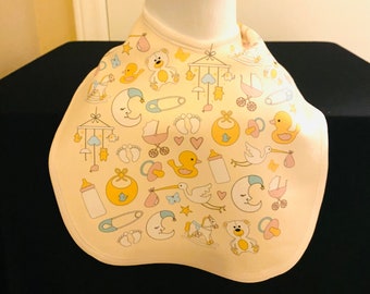 Baby Things Yellow Baby Bib - Soft Fleece, Velcro, No-Tie