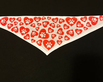 Paw Print Hearts Dog Bandana - Small and Large
