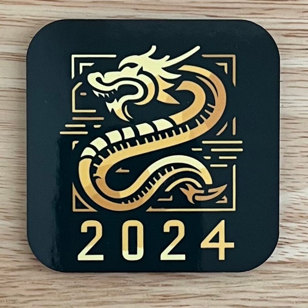 2024 Happy New Year Chinese Dragon Refrigerator Magnet - 2" x 3"