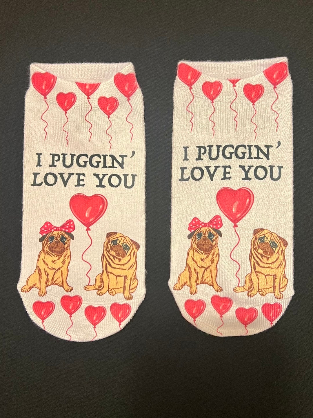Puggin' Love You Valentine's Day Adult and Kids Socks - Etsy