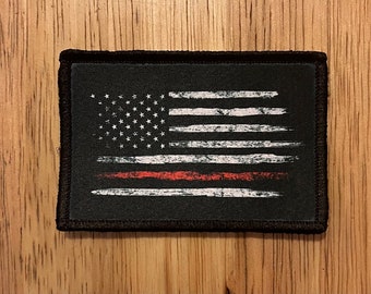 Firefighter Red Line Hook and Loop Patch - 2" x 3"