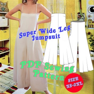 Super Wide Leg Jumpsuit - PDF Sewing Pattern & Instructions - Instant Download