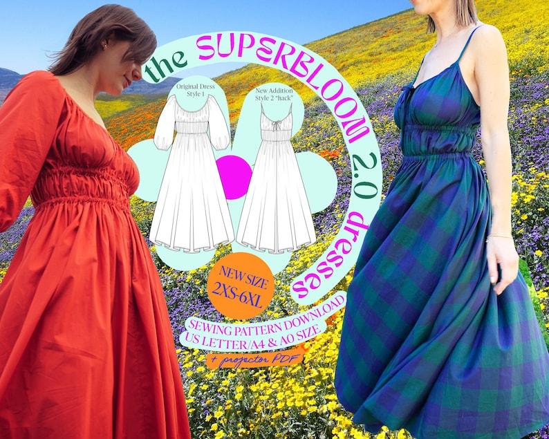 SUPERBLOOM 2.0 Dresses - PDF Pattern & Instructions - Instant Download image 1