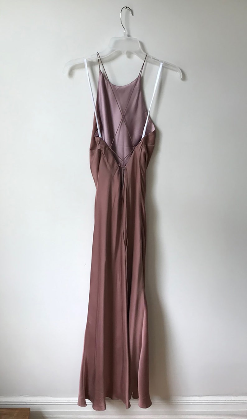Bias Cut Silk High Neck Slip Dress | Etsy