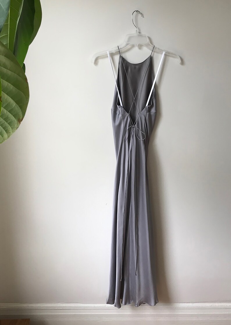 Bias Cut Silk High Neck Slip Dress | Etsy