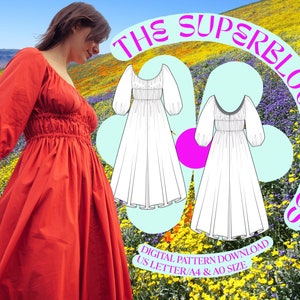 Vestido Superbloom - Padrão e instruções em PDF - Download instantâneo
