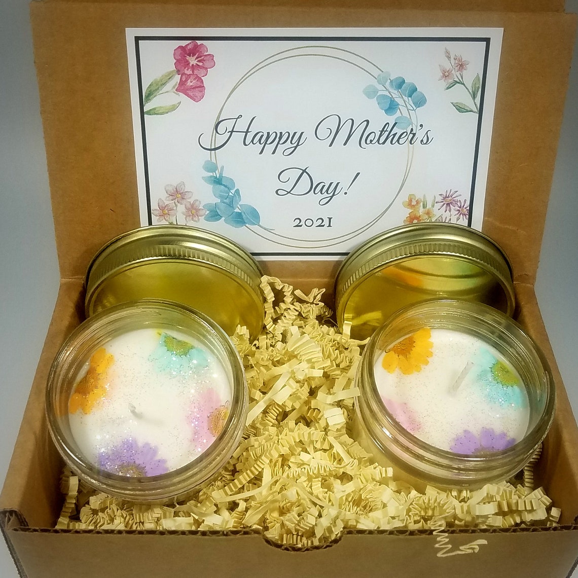 Real Pressed Flower Candle Gift Box 2 Candles/order Etsy