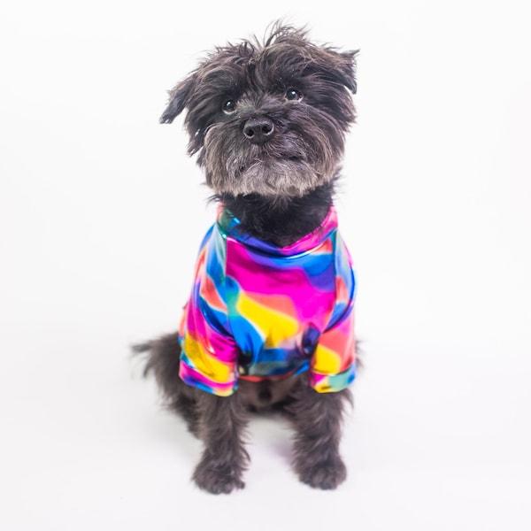 Shiny Camo Rainbow Dog Shirt, Colourful Pet Clothes,  Fancy cat apparel, High fashion puppy