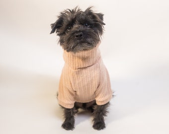 Beige Sweater Dog Turtleneck | Dog clothing | Cat Clothing  | Pet apparel | Dog shirt