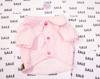 FINAL SALE - SMALL- Ready to SHip - Pink Triangle Button Down Dog Shirt, Collared Pet clothes, Formal puppy fashion, Fancy cat apparel