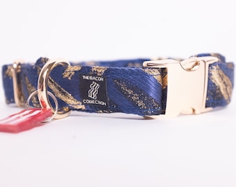 Blue and Golden Striped Dog Collar | Pet Accessories | Cat Collar