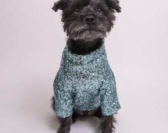 Teal Sequin Dog Shirt | Dog clothing | Sparkle Dog Fashion| Dog Apparel | Cat Shirt | Gift for Dog