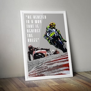Valentino Rossi Marc Marquez Crash MotoGP Art Poster Print Sepang Iconic Moment