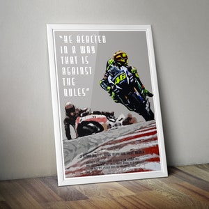 Valentino Rossi Marc Marquez Crash MotoGP Art Poster Print Sepang Iconic Moment