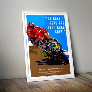 Valentino Rossi Casey Stoner MotoGP Art Poster Print Laguna Seca