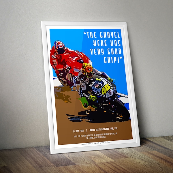 Valentino Rossi Casey Stoner MotoGP Art Poster Print Laguna Seca