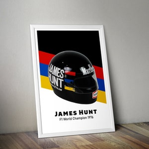 James Hunt Helmet Retro Classic Art Poster Print Formula 1 F1