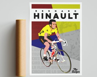 Imprimé d’affiche d’art cycliste Bernard Hinault
