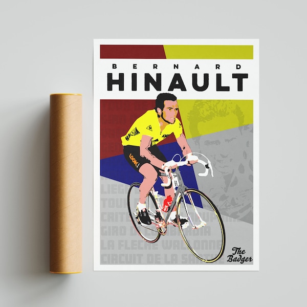 Imprimé d’affiche d’art cycliste Bernard Hinault