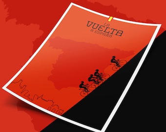 Vuelta a Espana Red Cycling Art Poster Print Madrid