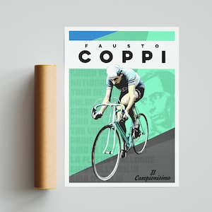 Fausto Coppi Cycling Art Poster Print