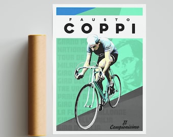 Fausto Coppi Cycling Art Poster Print