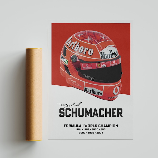 Michael Schumacher Helmet Retro Classic Art Poster Print Formula 1 F1