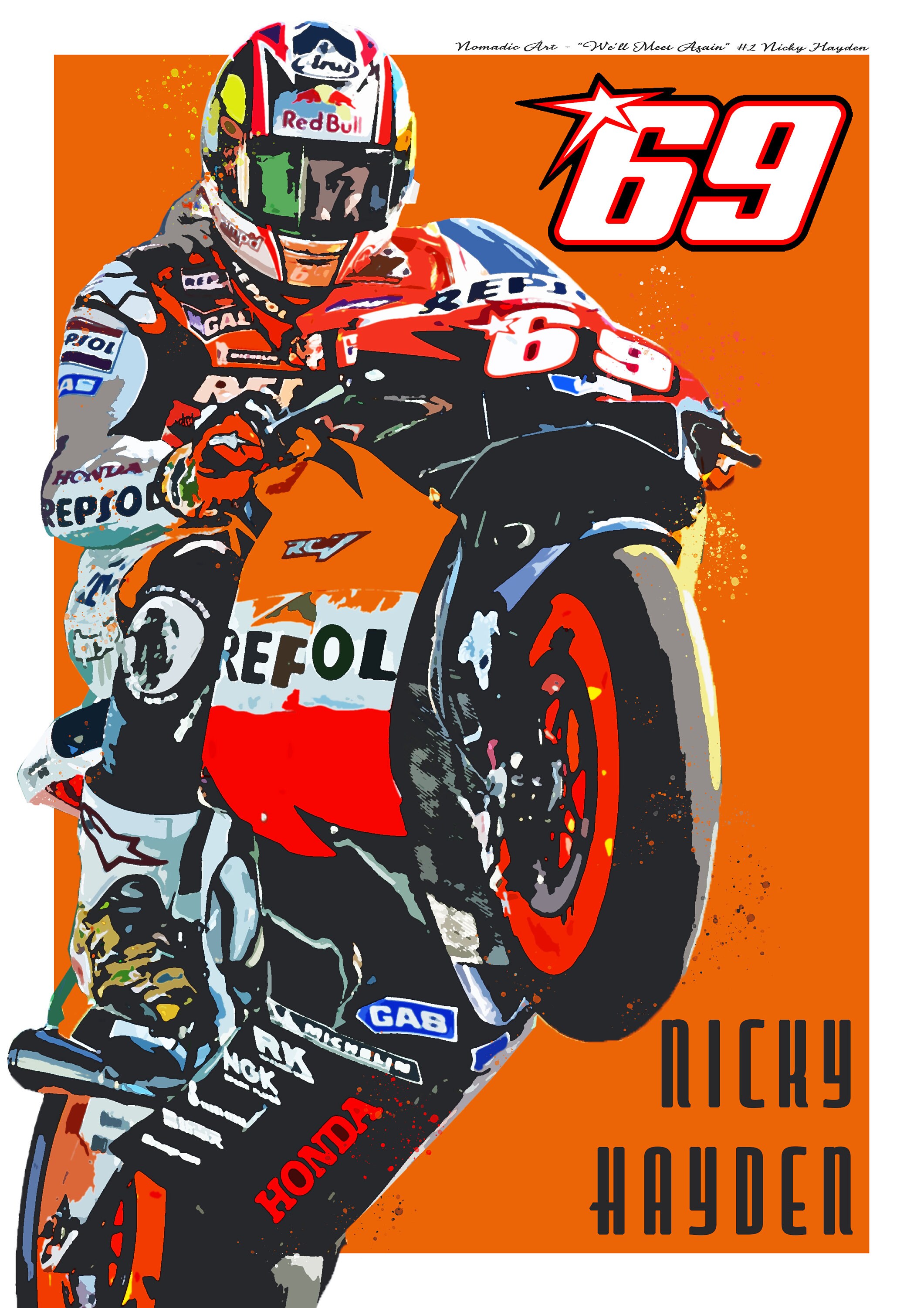 Nicky Hayden Motogp Art Poster Print Etsy