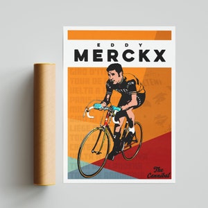 Eddy Merckx Cycling Art Poster Print