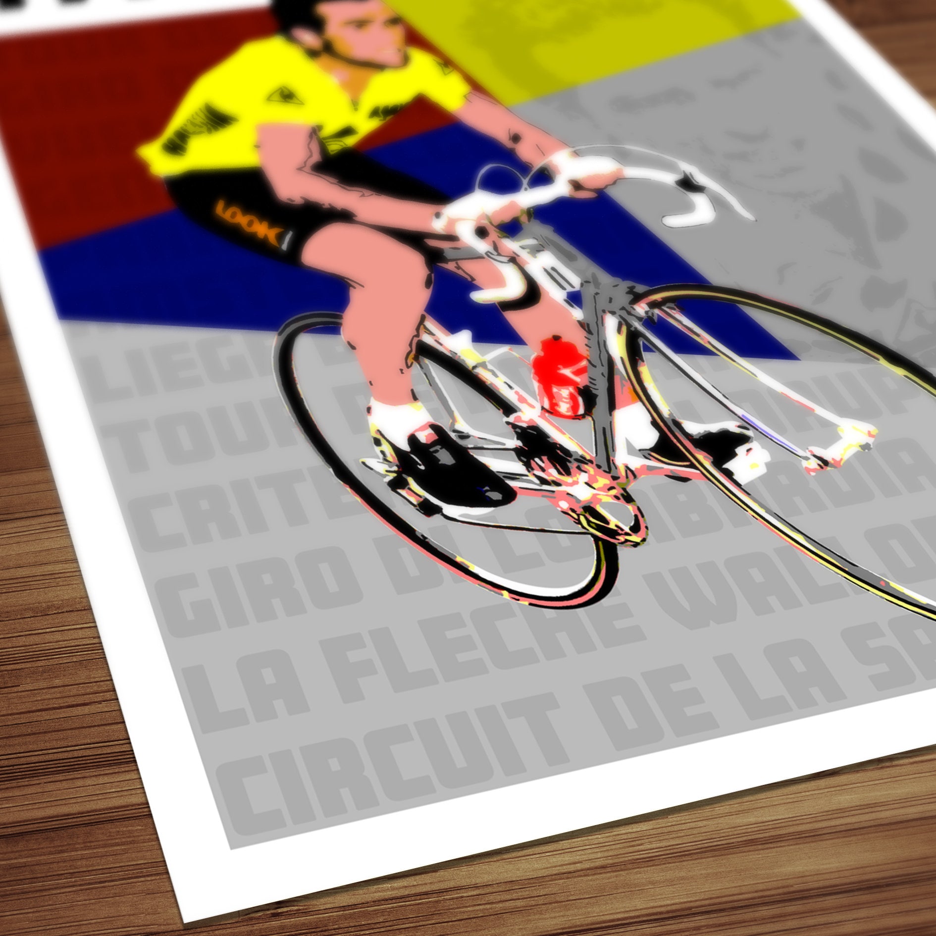 Bernard Hinault Vintage Cycling Print Bicycle Poster Tour De France Poster Bike Birthday Gift Idea Cycling Wall Art