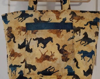 Tan Horse Tote Bag