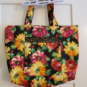 Red & Yellow Floral Tote Bag