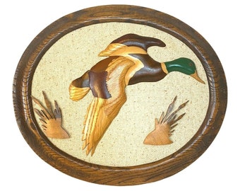Wood Mallard Duck Magnetic Wall Plaque Vintage Cabin Rustic Hunting Picture 16"
