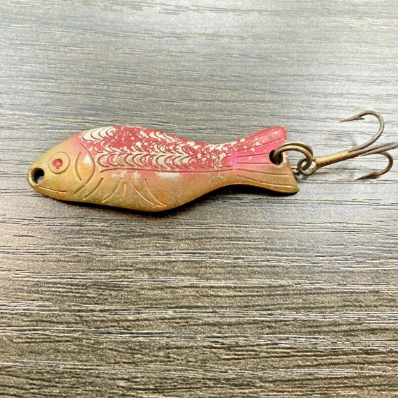 Vintage Fishing Lure Al's Goldfish Metal Spoon 2 Inch Red and Gold -   Israel