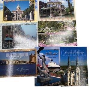 LOT de 7 cartes postales vintage Savannah Georgia GA, hôtel de ville, île Hutchinson