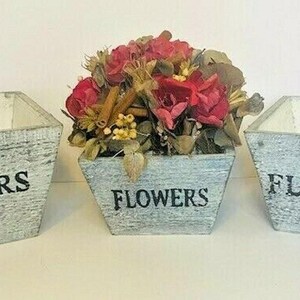 Rustic Farmhouse Solid Wood Rectangular Succulent Pots Planter Boxes Set of 3 image 3