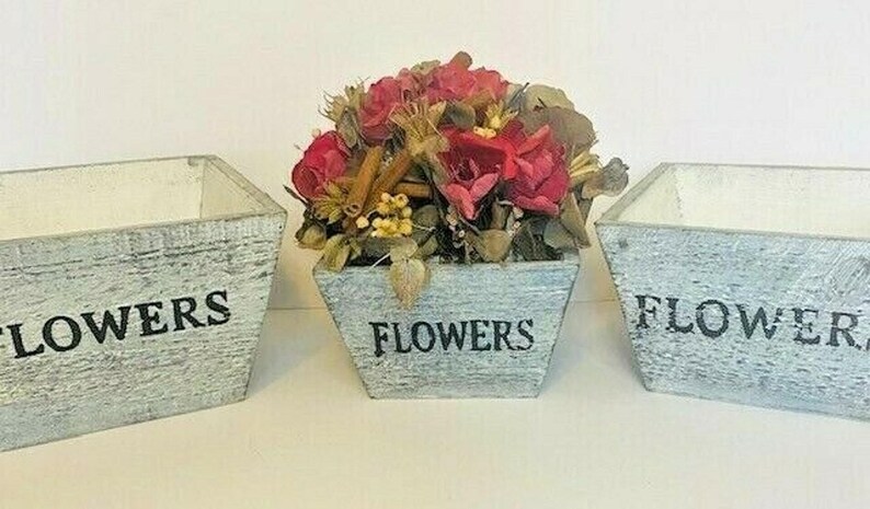 Rustic Farmhouse Solid Wood Rectangular Succulent Pots Planter Boxes Set of 3 image 3