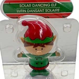 Solar Dancer ELF Solar Dancing Merry Christmas Santa's Helper Bobble Head  Toy
