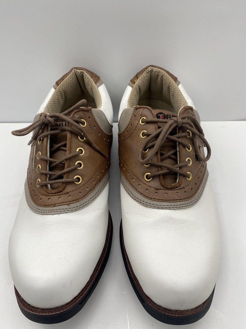 TOP FLITE Doral Golf Shoes Men's Size 11 White Saddle Brown With Carrying Bag image 5