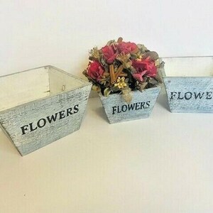 Rustic Farmhouse Solid Wood Rectangular Succulent Pots Planter Boxes Set of 3 image 10