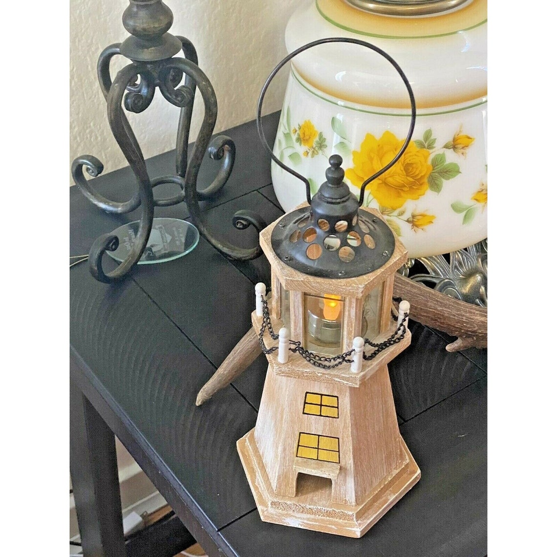 Estatua náutica lighthouse de madera desgastada Candelabro | Etsy