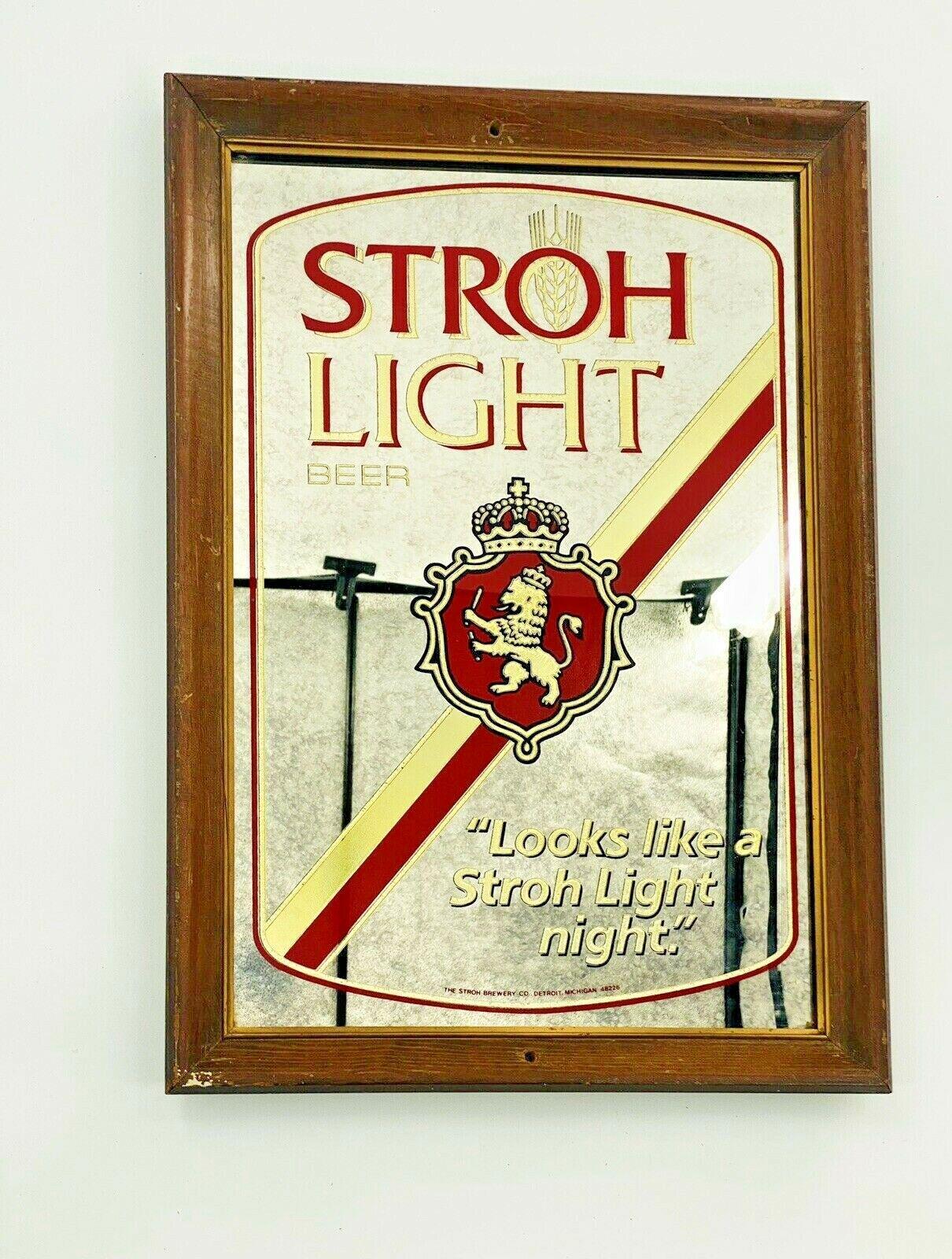 Vintage STROH LIGHT BEER Framed Wall Mirror Sign Looks Like Stroh