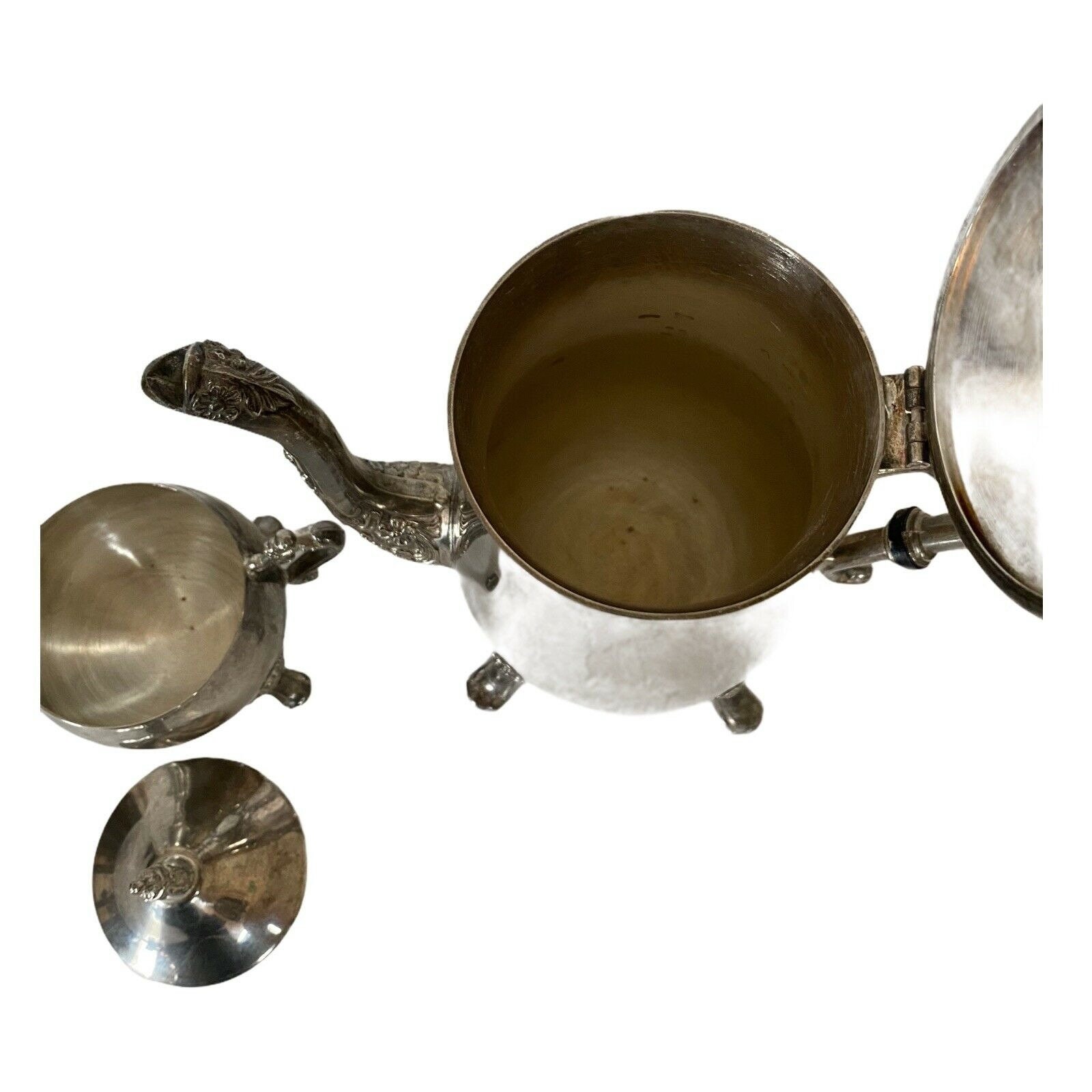 Vintage EP BRASS Silver Plated on Brass 2 Piece Tea Coffee Pot Sugar Bowl  Set 