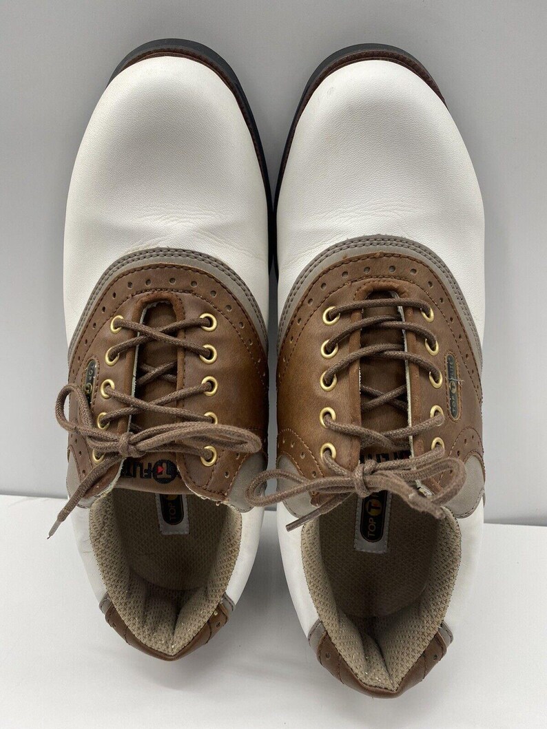 TOP FLITE Doral Golf Shoes Men's Size 11 White Saddle Brown With Carrying Bag image 9