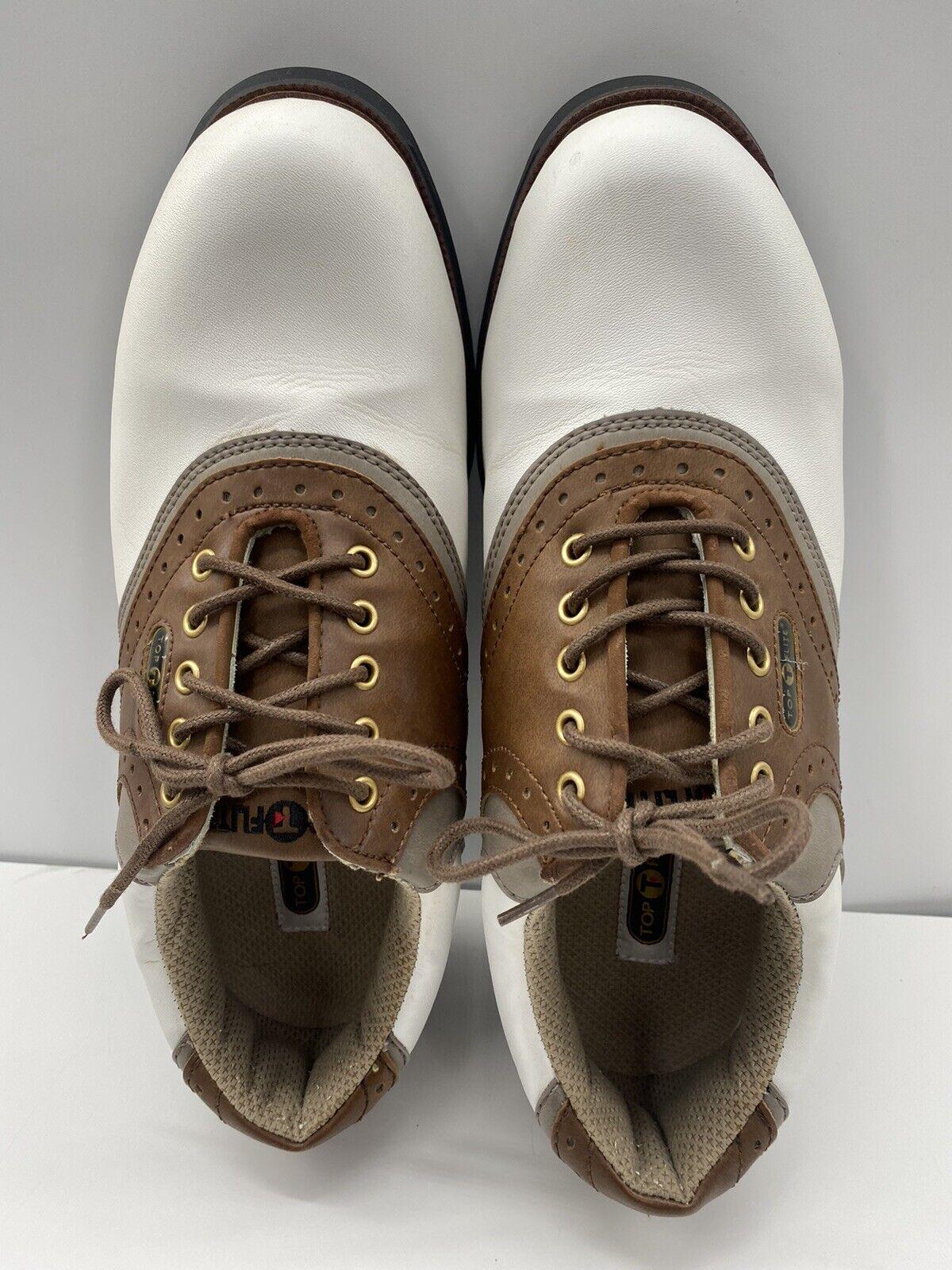 TOP FLITE Doral Golf Shoes Men\'s Size 11 White Saddle Brown With Carrying Bag TOP FLITE Doral Golf Shoes Men main image 3