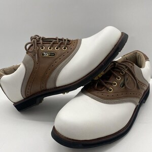 TOP FLITE Doral Golf Shoes Men's Size 11 White Saddle Brown With Carrying Bag image 2