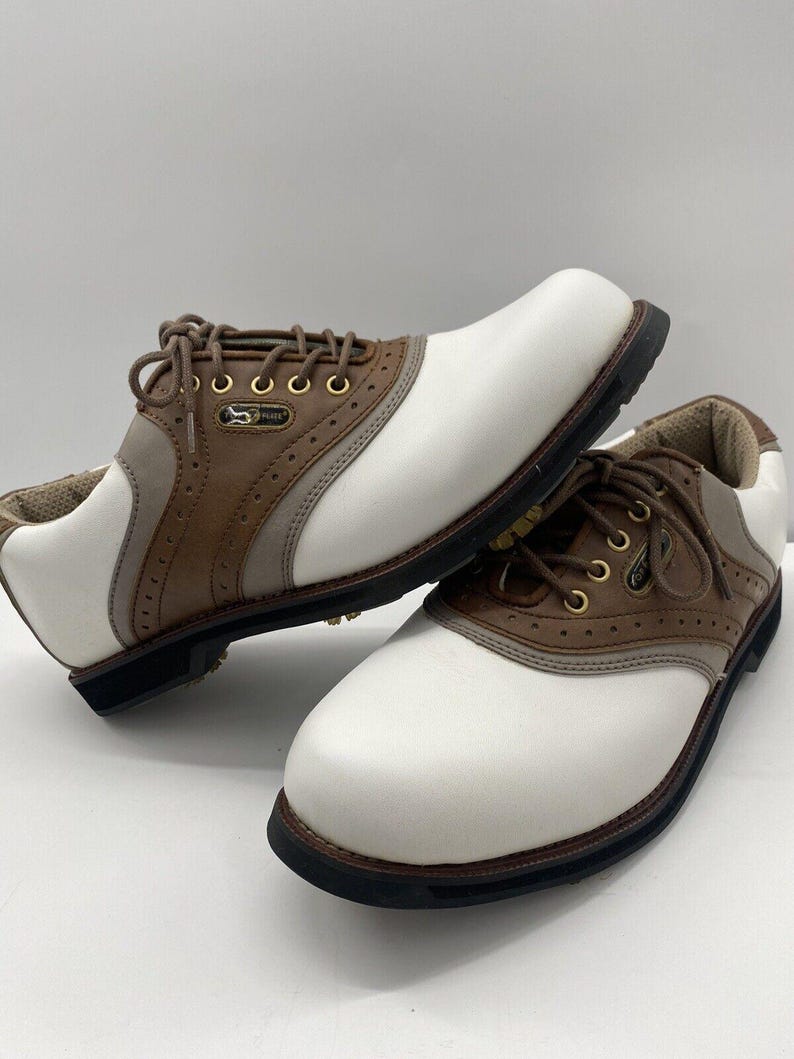 TOP FLITE Doral Golf Shoes Men's Size 11 White Saddle Brown With Carrying Bag image 2