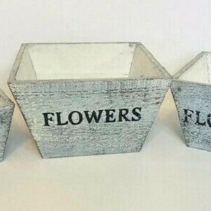 Rustic Farmhouse Solid Wood Rectangular Succulent Pots Planter Boxes Set of 3 image 4