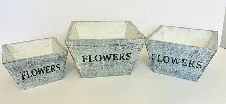 Rustic Farmhouse Solid Wood Rectangular Succulent Pots Planter Boxes Set of 3 image 4