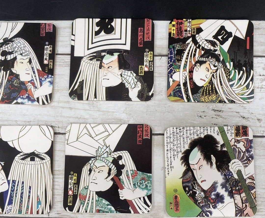 6 Japanese Fine Art UKIYOE Drink Decor Coasters Printed Thick Etsy